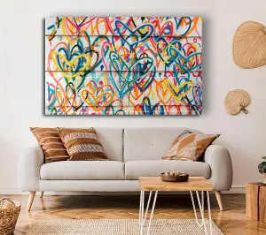 Colour Spectrum Hearts Canvas Print Wall Art - Medium 20 x 32 Inches