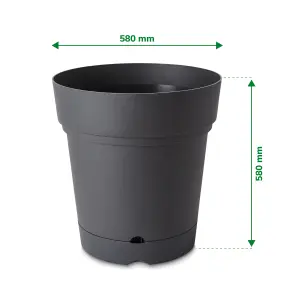 Verve Nurgul Dark grey Plastic Plant pot (Dia) 58cm, (H)58cm, 92L