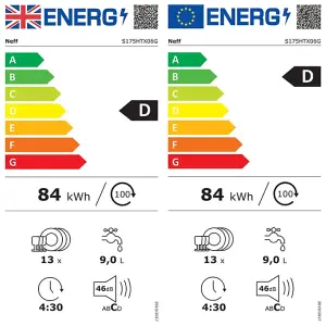 NEFF S175HTX06G Integrated Full size Dishwasher - White