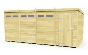 16 x 8 Feet Pent Security Shed - Single Door - Wood - L231 x W474 x H201 cm