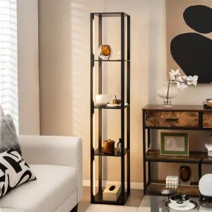 Costway Floor Lamp with Shelves Tall standing Light with 3-Levet Dimmable LED Bulbs