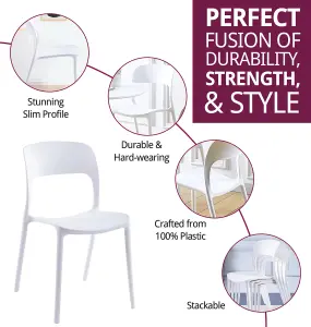 Hallowood Furniture Stoker White Stackable Plastic Chairs (CHA201-WHI) x 4