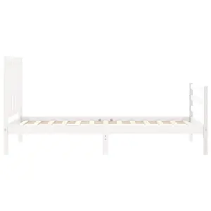 Berkfield Bed Frame with Headboard White 90x200 cm Solid Wood