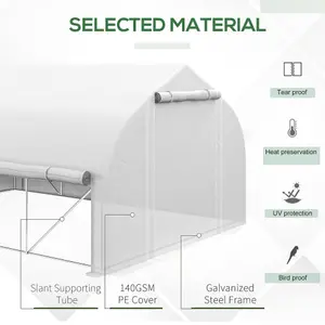 Outsunny 4 x 3(m) Walk-in Tunnel Greenhouse, Roll Up Sidewalls, Mesh Door