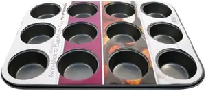 12 Muffin Cupcake Baking Tray Suitable For Oven Cooking Baking Non Stick Oblong Tin Dish Grill Bakeware