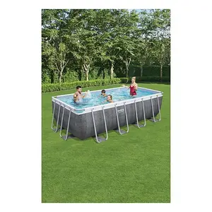 Bestway 16 x 8 x 48 Power Steel Rectangle Pool Set