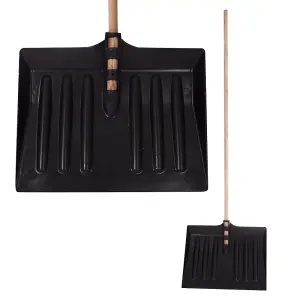 1.3M Snow Shovel - Pusher Scooper Garden Car Spade Winter 130Cm - Heavy Duty Wooden Handle, Durable Plastic Spade