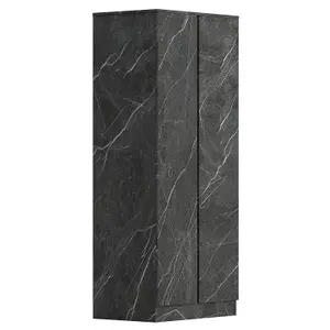 ZITA - 2 Door Plain Wardrobe + 2 Door Plain Wardrobe in Matt Charcoal Grey Marble Effect