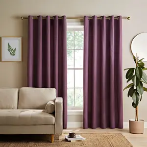 Textured Thermal Insulating Eyelet Curtains (Set of 2) Plum / 168" W x 229" D