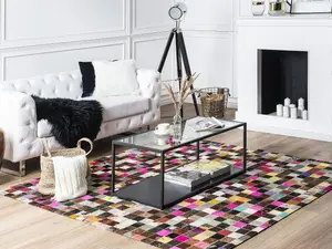 Cowhide Area Rug 200 x 200 cm Multicolour ENNE