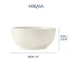 Mikasa Cranborne Stoneware Cereal Bowls, Set of 4, 15cm, Cream