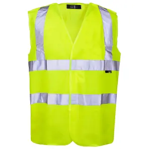 Hi-Vis Pull Apart Vest Yell 2B&B Velcro Shoulder & Sides 120GSM EN471-XL