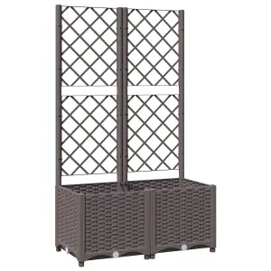 Berkfield Garden Planter with Trellis Brown 80x40x136 cm PP