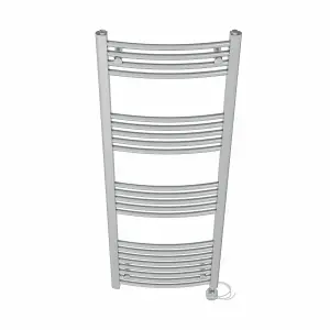 Right Radiators Prefilled Thermostatic Electric Heated Towel Rail Curved Ladder Warmer Rads - Chrome 1400x500 mm