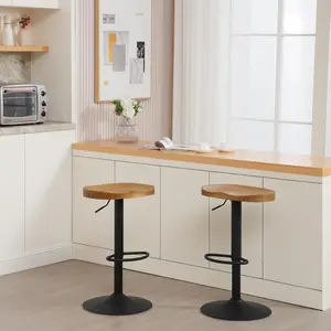 Persaeus Adjustable Height Counter Stool with Metal Frame (Set of 2) Dark wood look