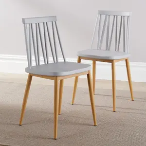 Home Source Pair Grey Lucy Dining Chairs