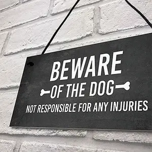 Red Ocean Funny Beware Of The Dog Sign Hanging Plaque Garden Shed Fence Plaque Dog Gift