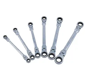 Metric double flexi ratchet spanner set 8mm-19mm 6pc 12 sizes BERGEN AT623