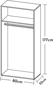 BASE Timeless Hinged 2 Door Wardrobe in Oak Sonoma - Classic Design with Ample Storage - W81cm x H176cm x D51cm