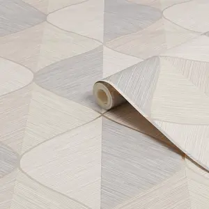 Fresco Ogee Textured Geometric Natural Wallpaper