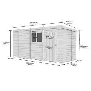 DIY Sheds 14x6 Pent Shed - Double Door With Windows