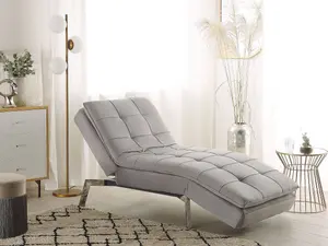 Velvet Chaise Lounge Light Grey LOIRET