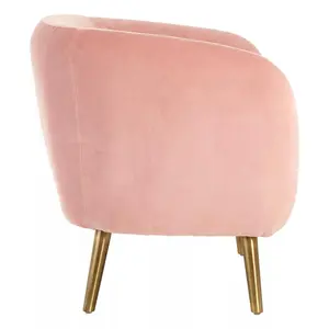 Interiors By Premier Metal Legs Pink Velvet Round Chair, Velvet Upholstered Mid Century Armchair, Luxurious Comfortable Armchair