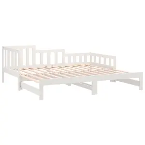 Berkfield Pull-out Day Bed White 2x(80x200) cm Solid Wood Pine