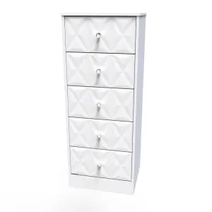 San Jose Ready assembled White 5 Drawer Bedside chest (H)1120mm (W)450mm (D)395mm