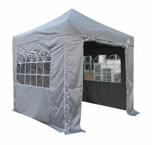 All Seasons Gazebos 2.5x2.5 Full Waterproof Pop Up Gazebo with 4 Heavyweight Side Panels and Accessories Metallic Grey