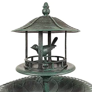 FREE STANDING COPPER BIRD BATH & FEEDER - RESIN ORNAMENTAL TABLE - ROT PROOF. NO TOOLS ASSEMBLY