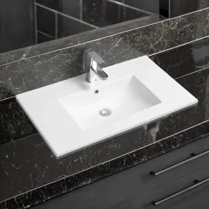 4001A Ceramic 80cm x 45cm Thin-Edge Inset Basin with Scooped Bowl