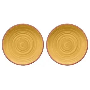 Purely Home Rustic Swirl Yellow Melamine Dinner Plates - Set of 2