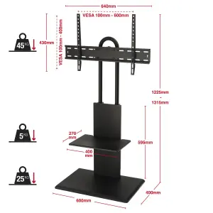 TTAP Black TV Stand with Bracket for up to 65" TVs