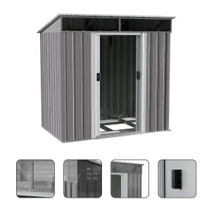 Grey Galvanized Steel Acrylic Storage Shed Outdoor Shed Slope Roof Double Door