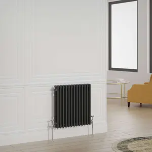 G-Rad Black Triple Column Horizontal Radiator - (H) 600 x (W) 600mm