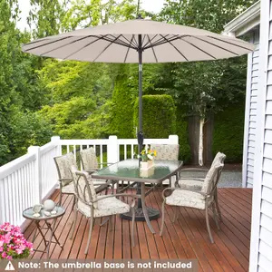 Costway 2.6 M Round Patio Sun Umbrella Outdoor Large Pulley Lift Market Umbrella