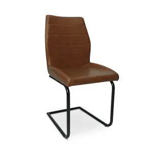 Set of 4 Dining Chairs in Brown Faux Leather Fabric