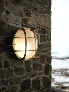 Nordlux Polperro Outdoor Patio Terrace Garden Wall Light In Brass (Height) 9.3cm