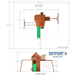 Backyard Discovery Skyfort II Wooden Climbing Frame with 2 x Swings, Trapeze and 1 x Slide