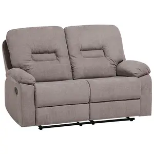 2 Seater Fabric Manual Recliner Sofa Taupe Beige BERGEN