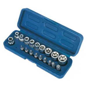 Sealey 19 Pieces 3/8" Square Drive TRX-Star Socket & Bit Set E7-E20 AK6191