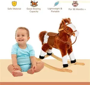 Jouet Kids Plush Rocking Horse With Sound - Brown | Robert Dyas