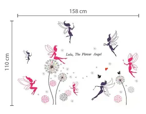 Walplus Combo Kids Fairies Wall Sticker + Walplus Pink Dandelion PVC