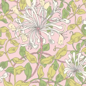 Hoopla Walls Honeysuckle Leaf Trail Soft Pink Smooth Matt Wallpaper