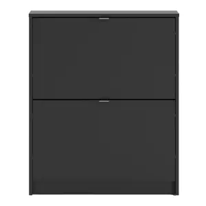 Shoes Shoe cabinet  w. 2 tilting doors and 1 layer Matt Black