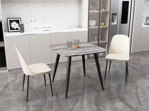 Core Products Aspen Grey Oak Effect 80cm Square Dining Table with 2 Calico Plastic Duo Design Chairs