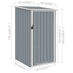 Pearces Garden Shed 87 x 98 x 159 cm Galvanized Steel Grey