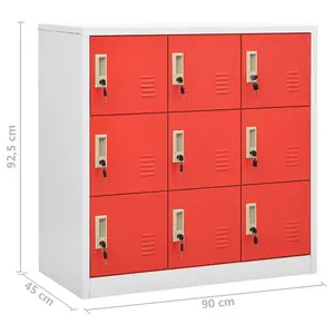 Berkfield Locker Cabinets 5 pcs Light Grey and Red 90x45x92.5 cm Steel