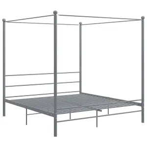 Berkfield Canopy Bed Frame Grey Metal 180x200 cm 6FT Super King